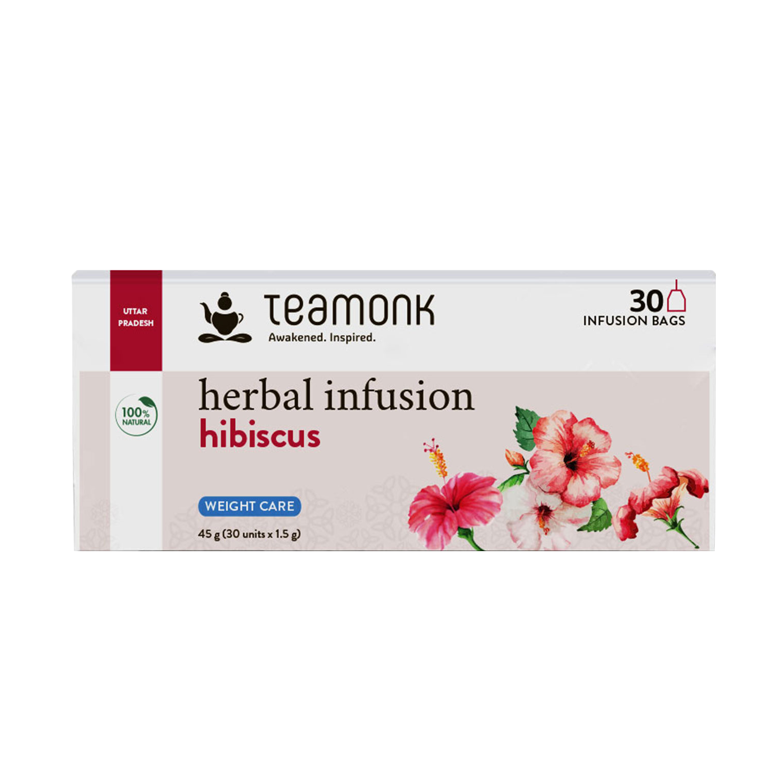 

Teamonk Hibiscus Herbal Tea (Herbal Infusion Tea) 30 Tea Bags