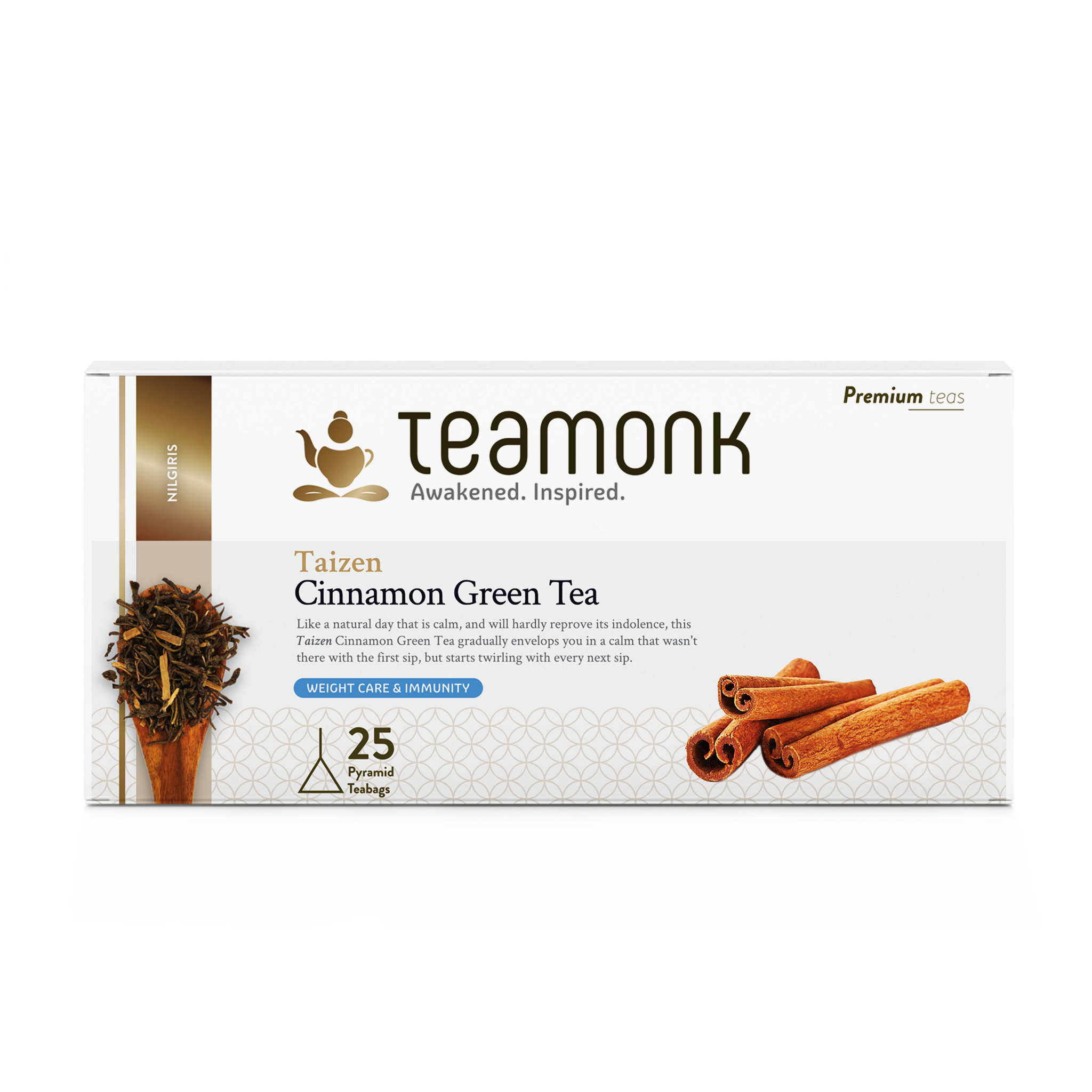 

Teamonk Nilgiri Taizen Cinnamon Green Tea for Weight Loss 25 Teabags