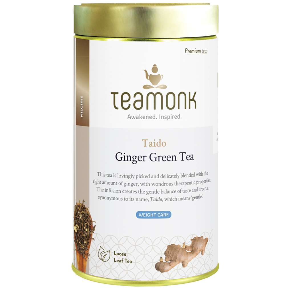 

Teamonk Nilgiri Taido Ginger Green Tea for Weight Loss Taido Green Tea for Easy Digest Whole Leaf Tea No Additives - 125g