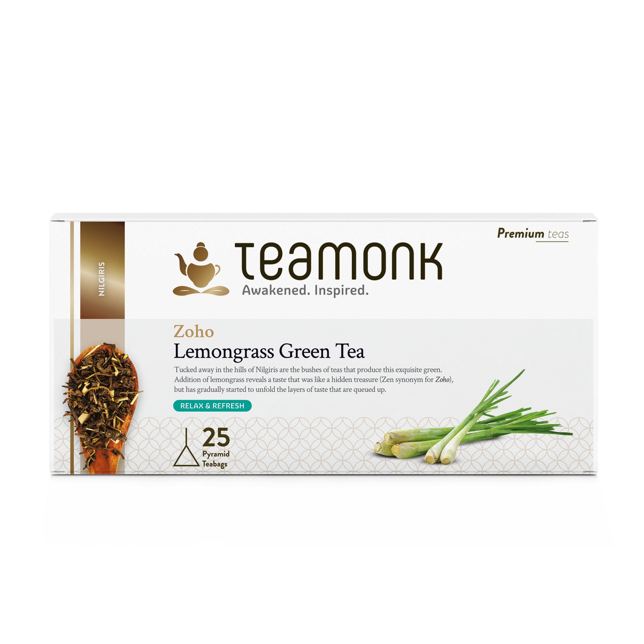 

Teamonk Nilgiri Zoho Lemongrass Green Tea for Weight Loss 25 Teabags