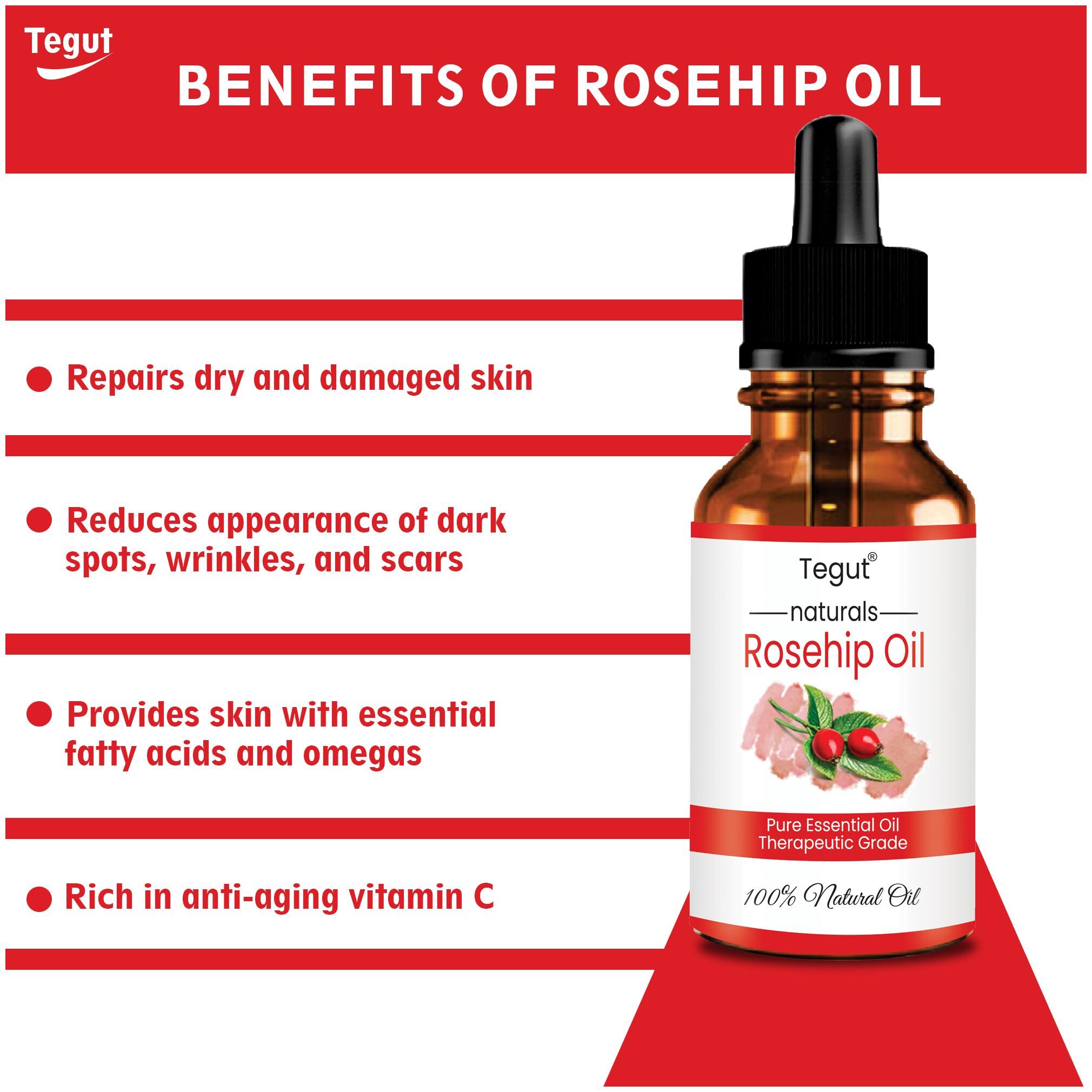 Buy Tegut Rosehip Seed Oil Cold Pressed Pure Undiluted Carrier Oil For Skin Lightening Stretch Marks Acne Scars Wrinkles Aging 30 Ml Pack Of 1 Online At Low Prices In