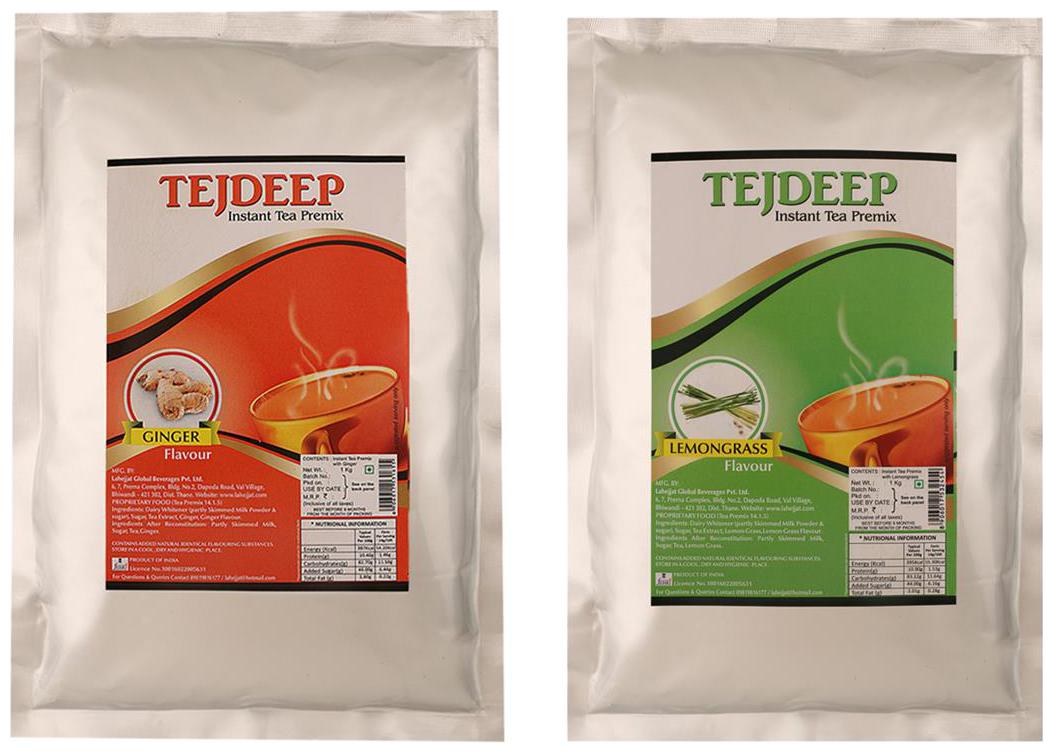

Tejdeep Instant Tea Chai Powder Premix Ginger Lemongrass Tea 1kg