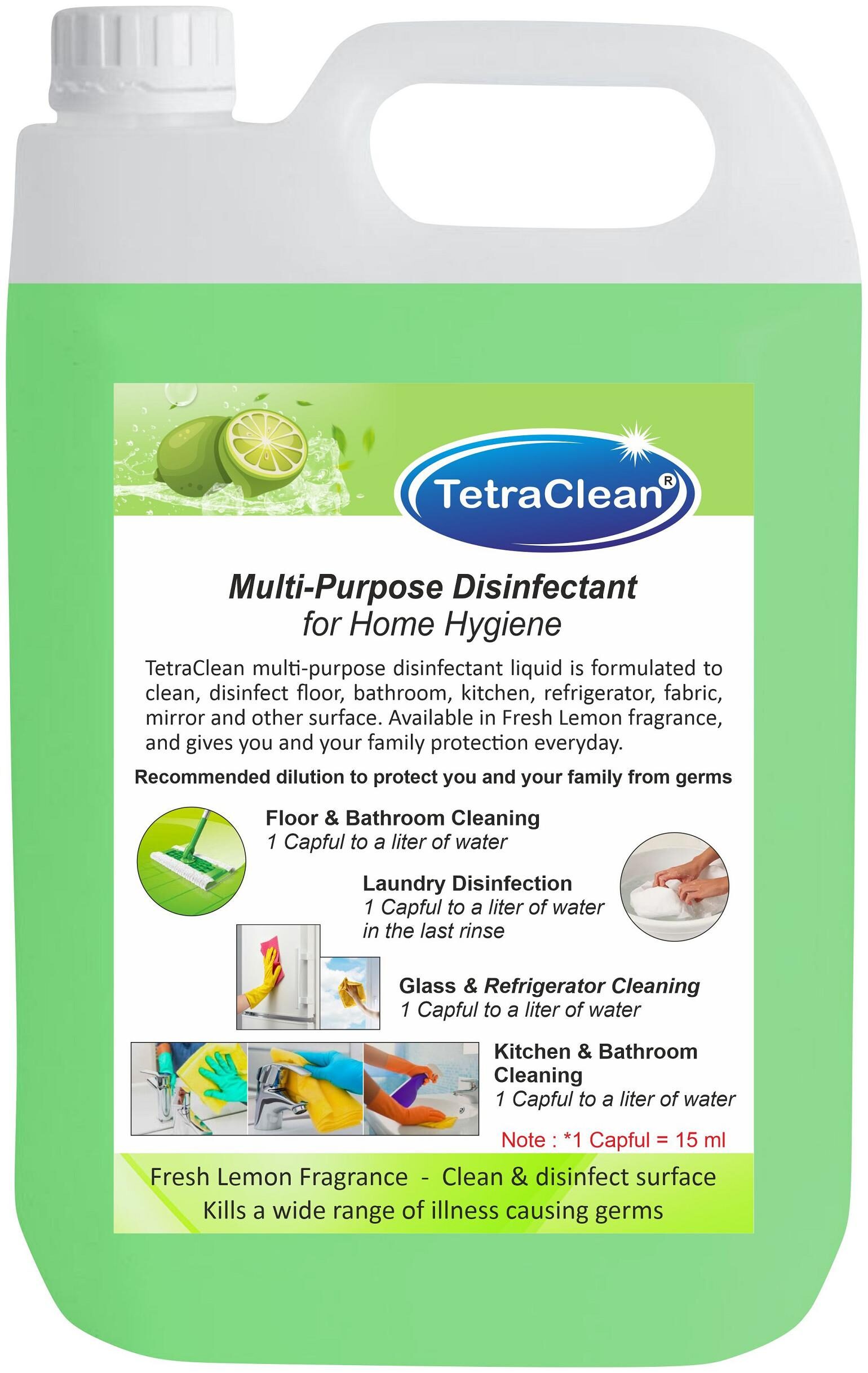 

TetraClean Multipurpose Disinfectant Cleaner for Home Hygiene 5L (Pack of 1)