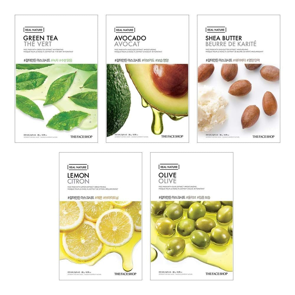 

The Face Shop Unisex Real Nature Bestseller Masksheet Combo 20 g (Pack of 5)