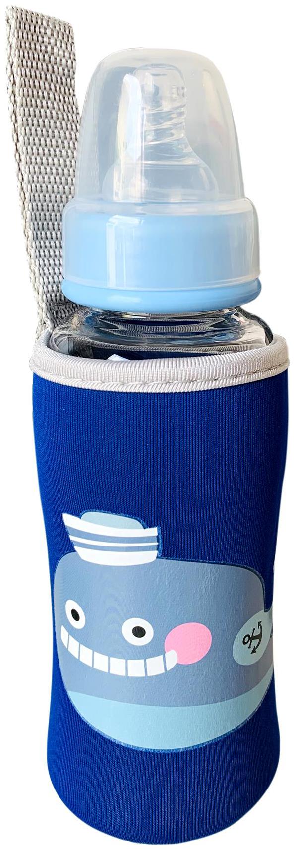 

The Little Lookers Cute Animated Patterned Soft Stretchable Baby Feeding Bottle Cover with Easy to Hold Strap for 120ml 150ml 240ml (Fish Pack of 1)