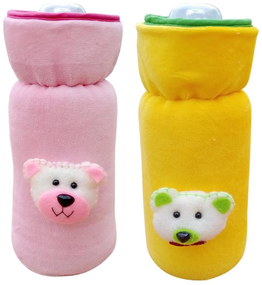 

The Little Lookers Bottle Cover for Feeders Soft Plush Stretchable Baby Feeding Bottle Cover with Easy to Hold Strap Suitable for 200ml 240ml (Pack of 2)