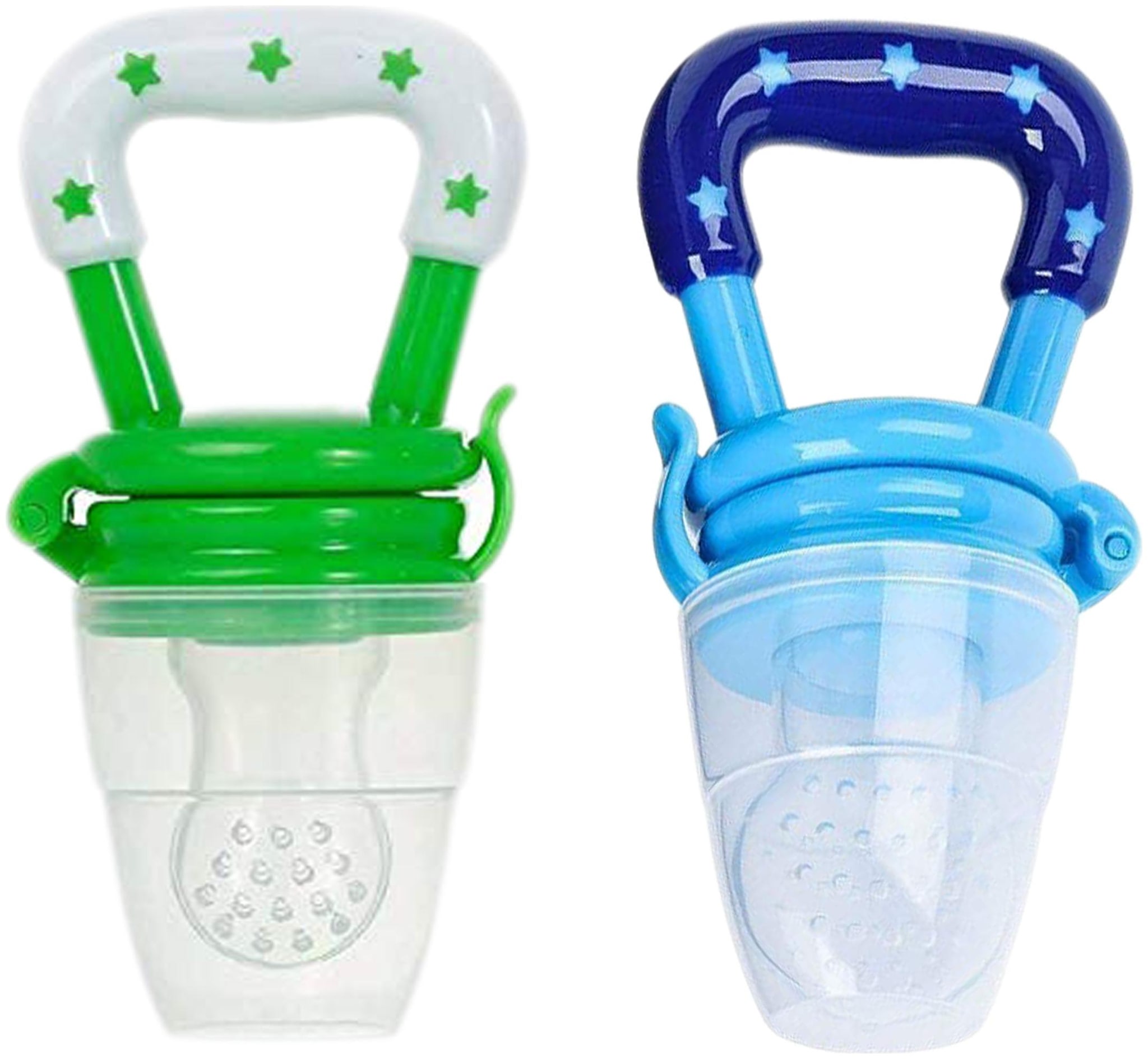 

The Little Lookers Silicone Food Fruit Pacifier Nibbler Teether Soother for Babies Kids Children with Extra Nipple (Pacifier - Green Blue) (Pack of 2)