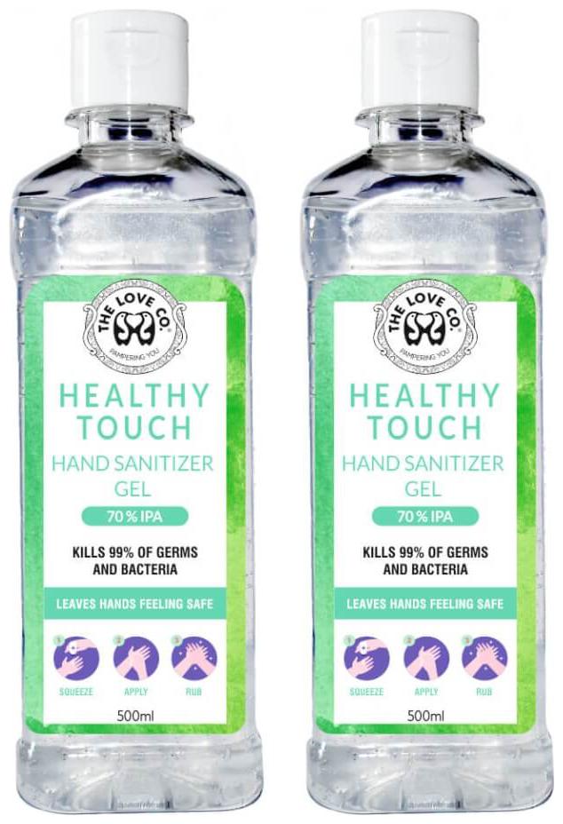 

The Love CO Healthy Touch Hand Sanitiser with Aloevera extract - 70 Alcohol Content (500 ml) pack of 2