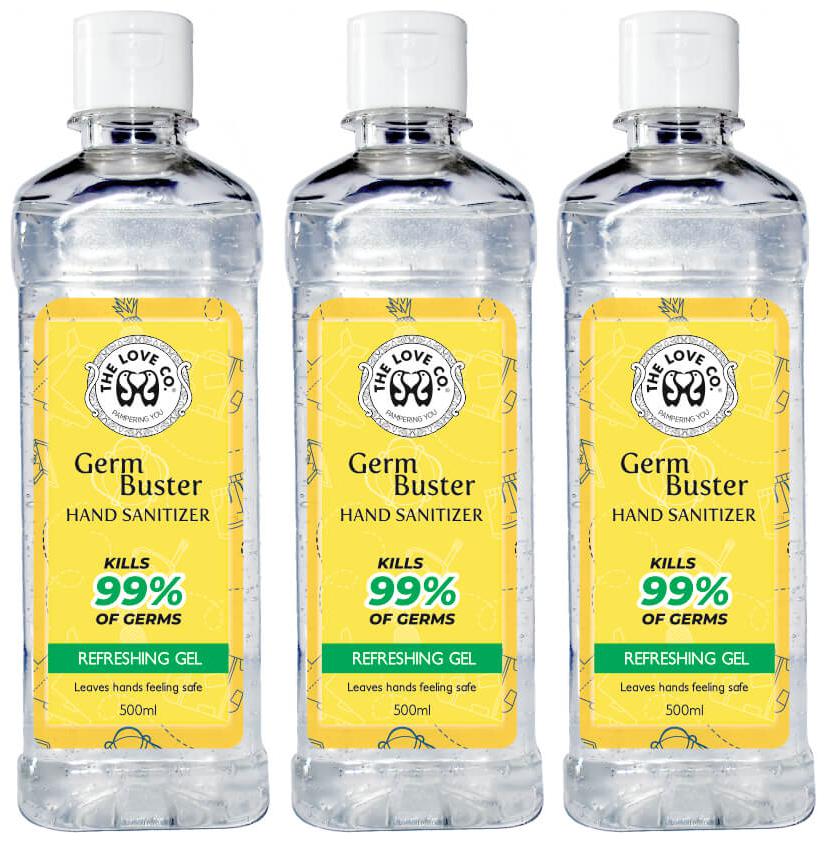 

The Love CO Germ Buster Hand Sanitiser with Aloevera extract - 70 Alcohol Content (500 ml) pack of 3