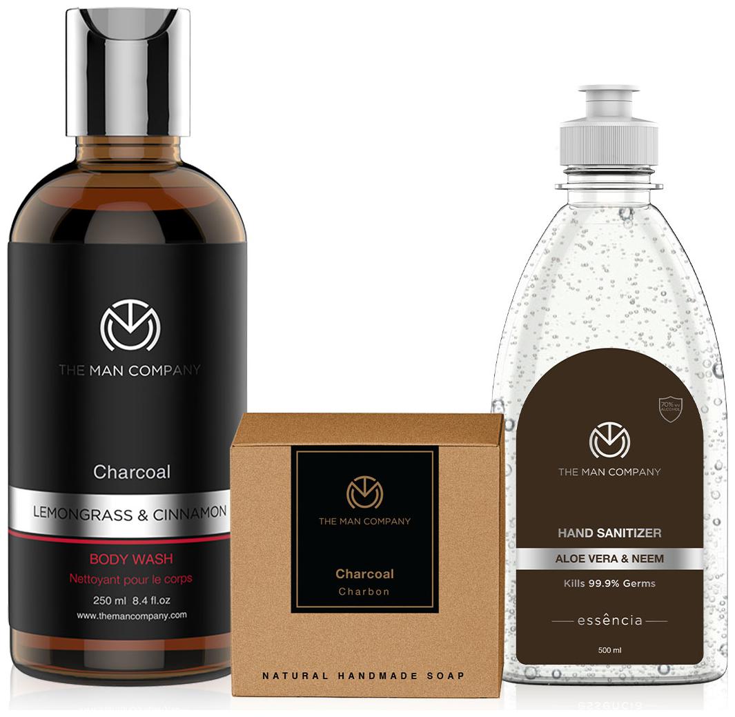 

The Man Company ( Aloe Vera Neem Hand Sanitizer(500 ml) Charcoal Body wash(250 ml) and Charcoal soap(125 ml))- Pack of 3
