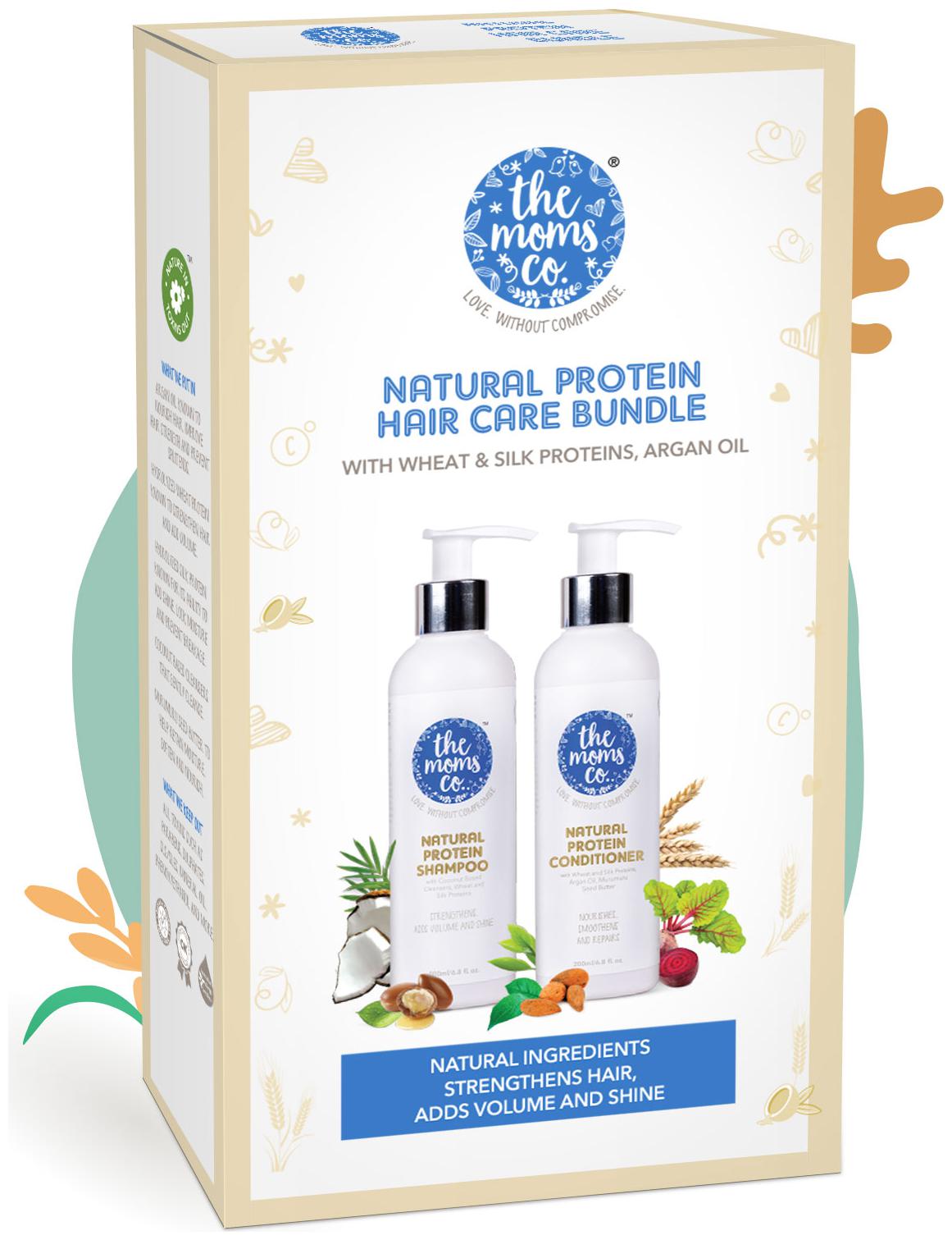 

The Moms Co Protein Hair Care Bundle with Protein shampoo (200 ml) and Protein conditioner (200 ml) Pack of 2