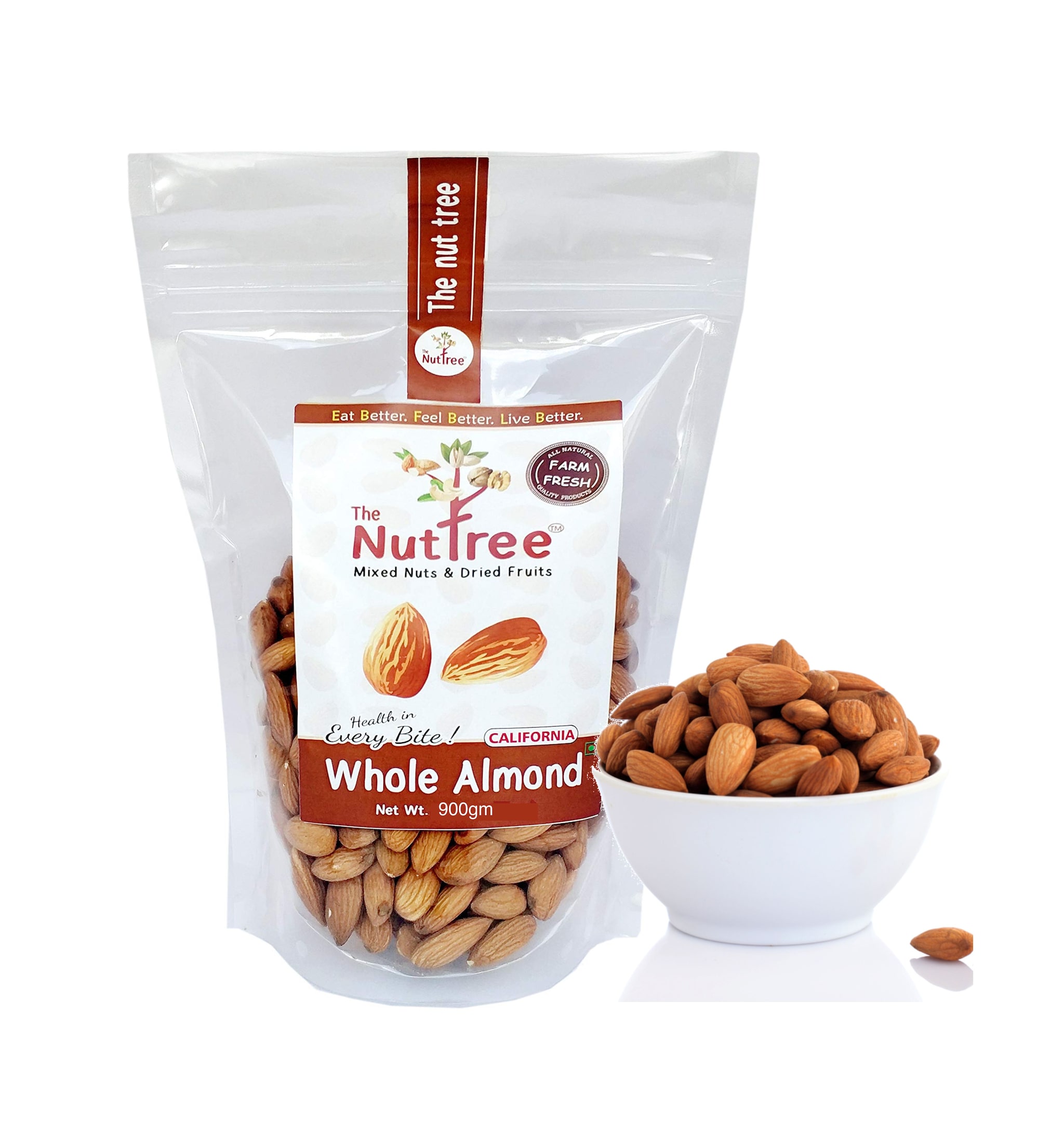

The Nut Tree Natural California Almond Badam Regular 900g (Pack Of 1)