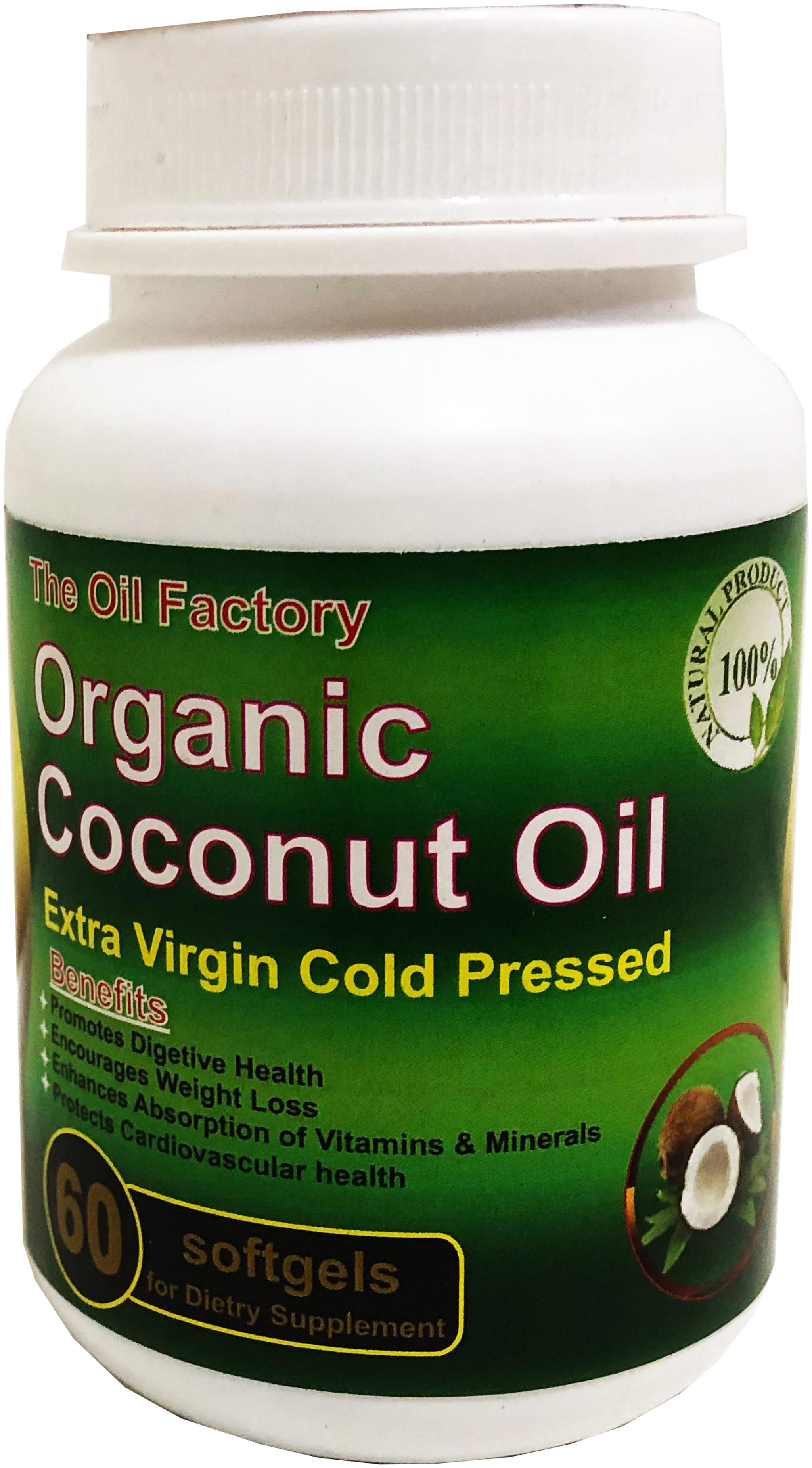 

The Oil Factory Coconut Oil Supplement (1000 mg) 60 Capsules