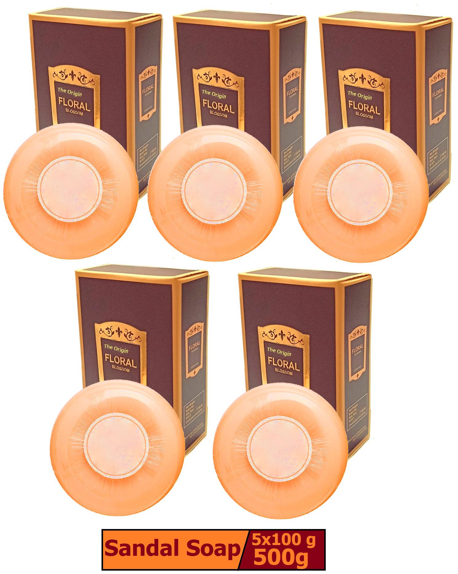 

The Origin Handmade Natural Sandal Soap Skin Care Treatment Skin Whitening Blackhead Remover Acne Treatment Oil Control Soaps 100g each (Pack Of 5)