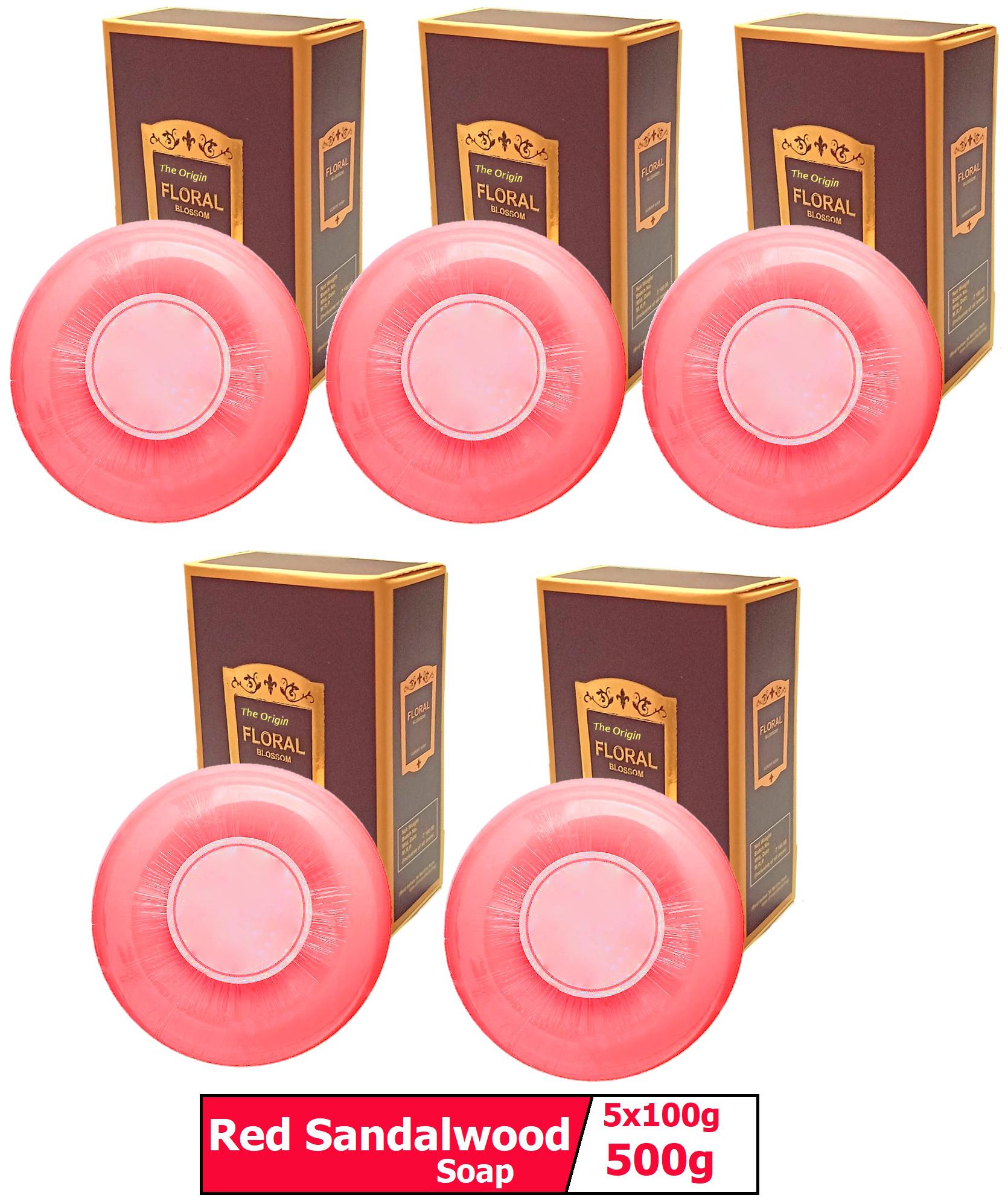 

The Origin Handmade Natural Red Sandalwood Soap Skin Care Treatment Skin Whitening Blackhead Remover Acne Treatment Oil Control Soaps 100g each (Pack Of 5)