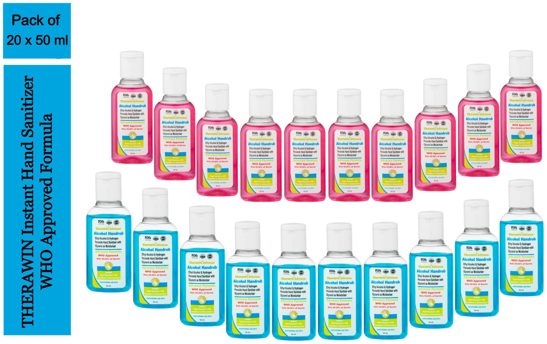 

Therawin Alochol Based Hand Sanitizer 50 ml (Pack of 20)
