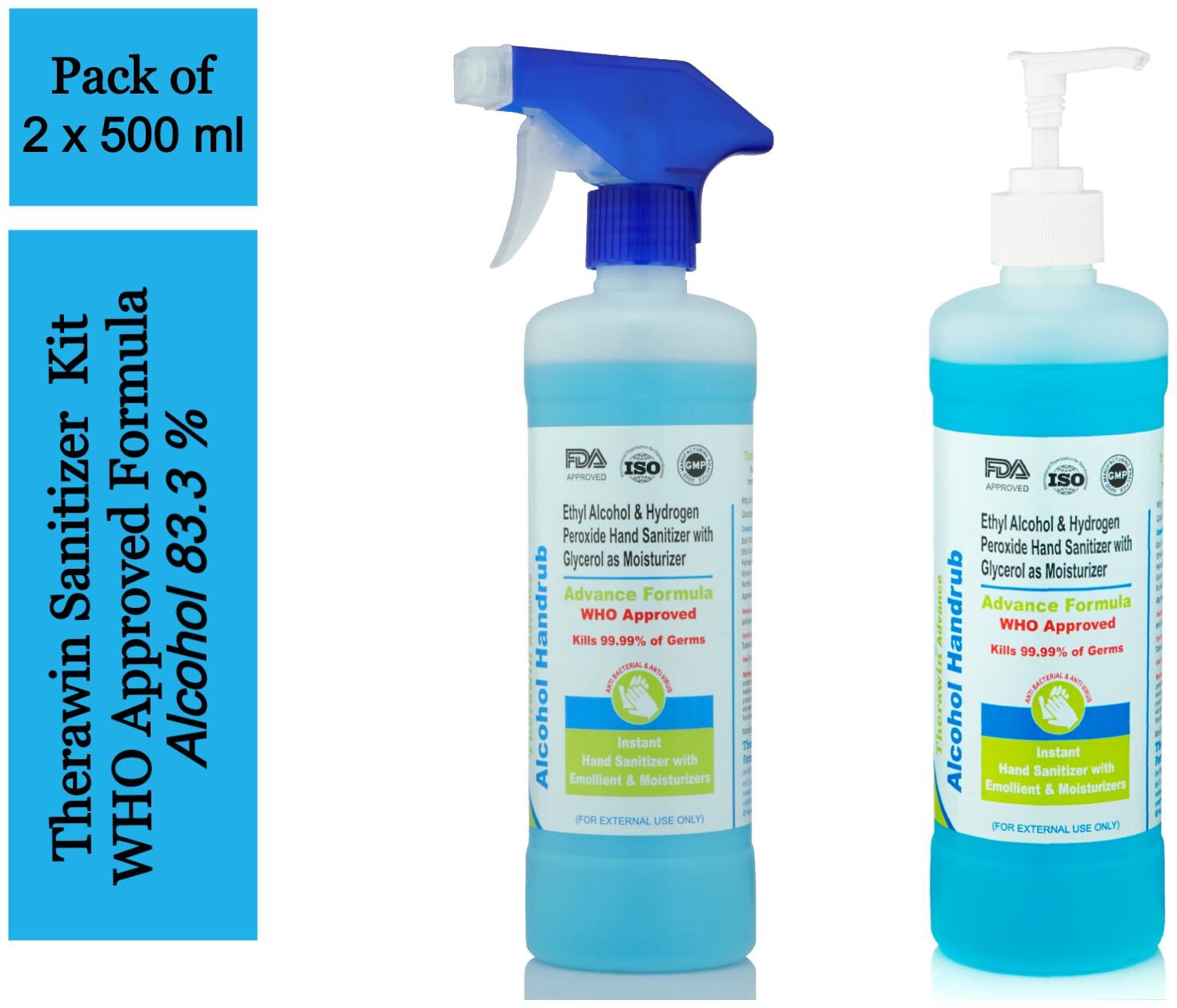 

Therawin Alochol Based Hand Sanitizer Dispenser 500 ml Sanitizer Trigger 500 ml(Pack of 2)