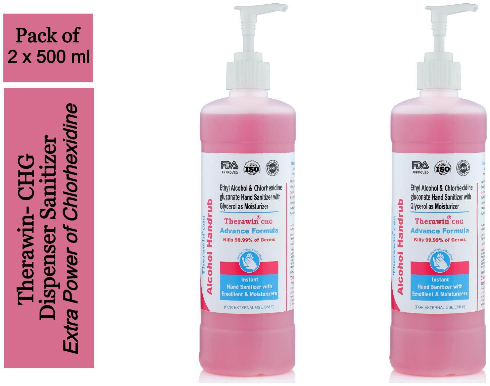 

Therawin-CHG Alochol Based Hand Sanitizer Dispenser 500 ml(Pack of 2)