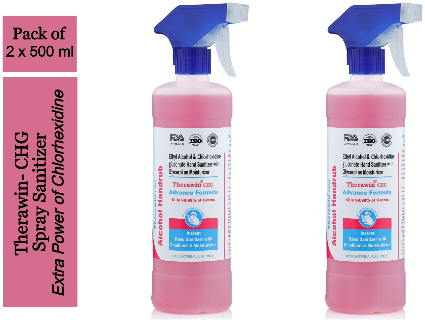 

Therawin-CHG Alochol Based Hand Sanitizer Trigger 500ml(Pack of 2)