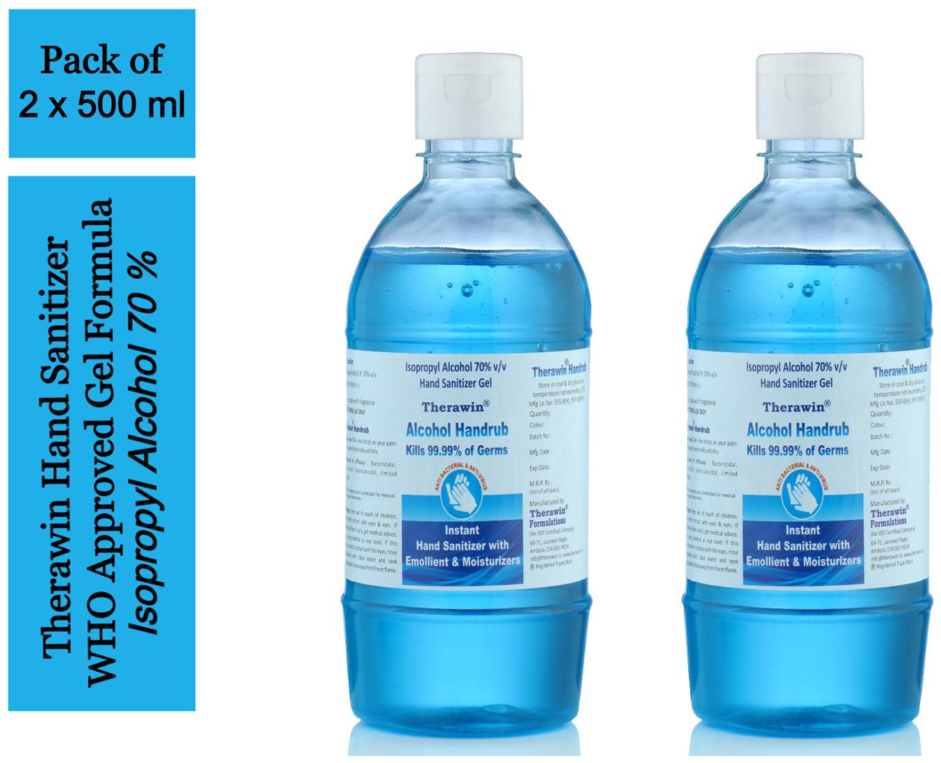 

Therawin-IPA Alochol Based Hand Sanitizer 500 ml (Pack of 2)