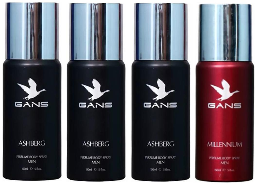 

Three ASHBERG One MILLENNIUM Perfume Body Spray for Men (Pack of 4)