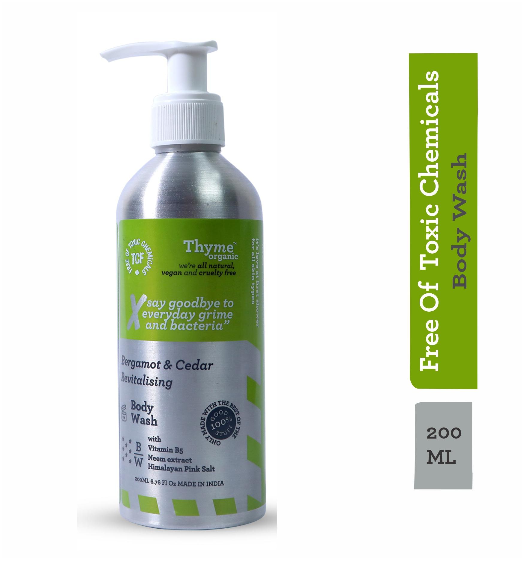 

Thyme Organic Bergamot Cedar Revitalising Body Wash with Vitamin B5- Toxic Chemical Free 200ml