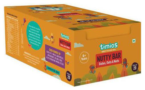 

Timios Energy Bars - Nutty 4 Years 100 Natural Healthy 600 g