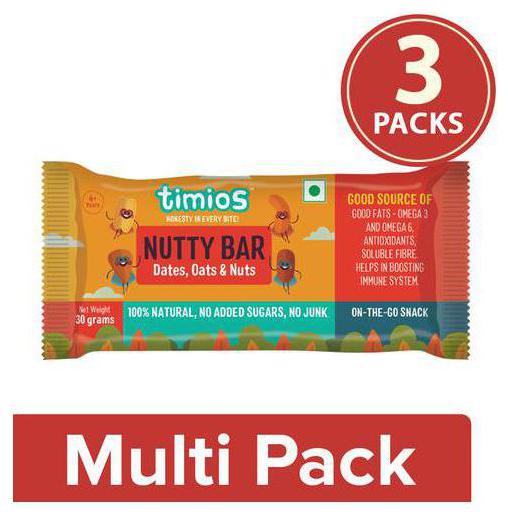 

Timios Energy Bars - Nutty 100 Natural Healthy 3x30 g