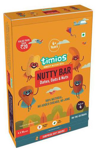 

Timios Energy Bars - Nutty 4 Years 100 Natural Healthy 120 g