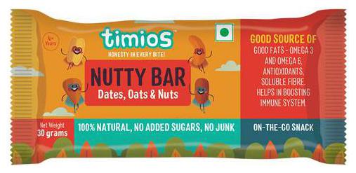 

Timios Energy Bars - Nutty 100 Natural Healthy 30 g