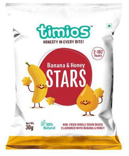 

Timios Snacks -Banana Honey Star 100 Natural Healthy 30 g