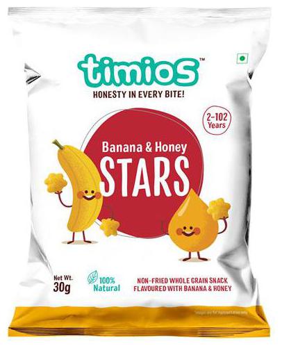 

Timios Snacks -Banana Honey Star 100 Natural Healthy 30 g