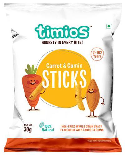 

Timios Snacks - Sticks Carrot Cumin 100 Natural Healthy 30 g
