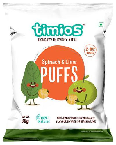 

Timios Snacks - Puffs Spinach Lime 100 Natural Healthy 30 g