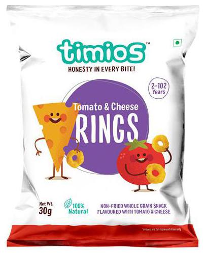 

Timios Snacks - Rings Tomato Cheese 100 Natural Healthy 30 g