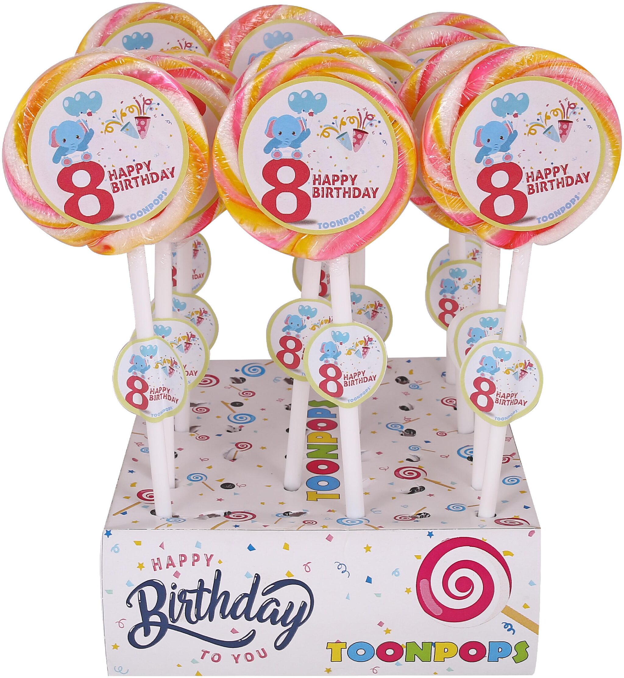 

TOON POPS Swirl Lollipops 8th Birthday ( 1 5kg )