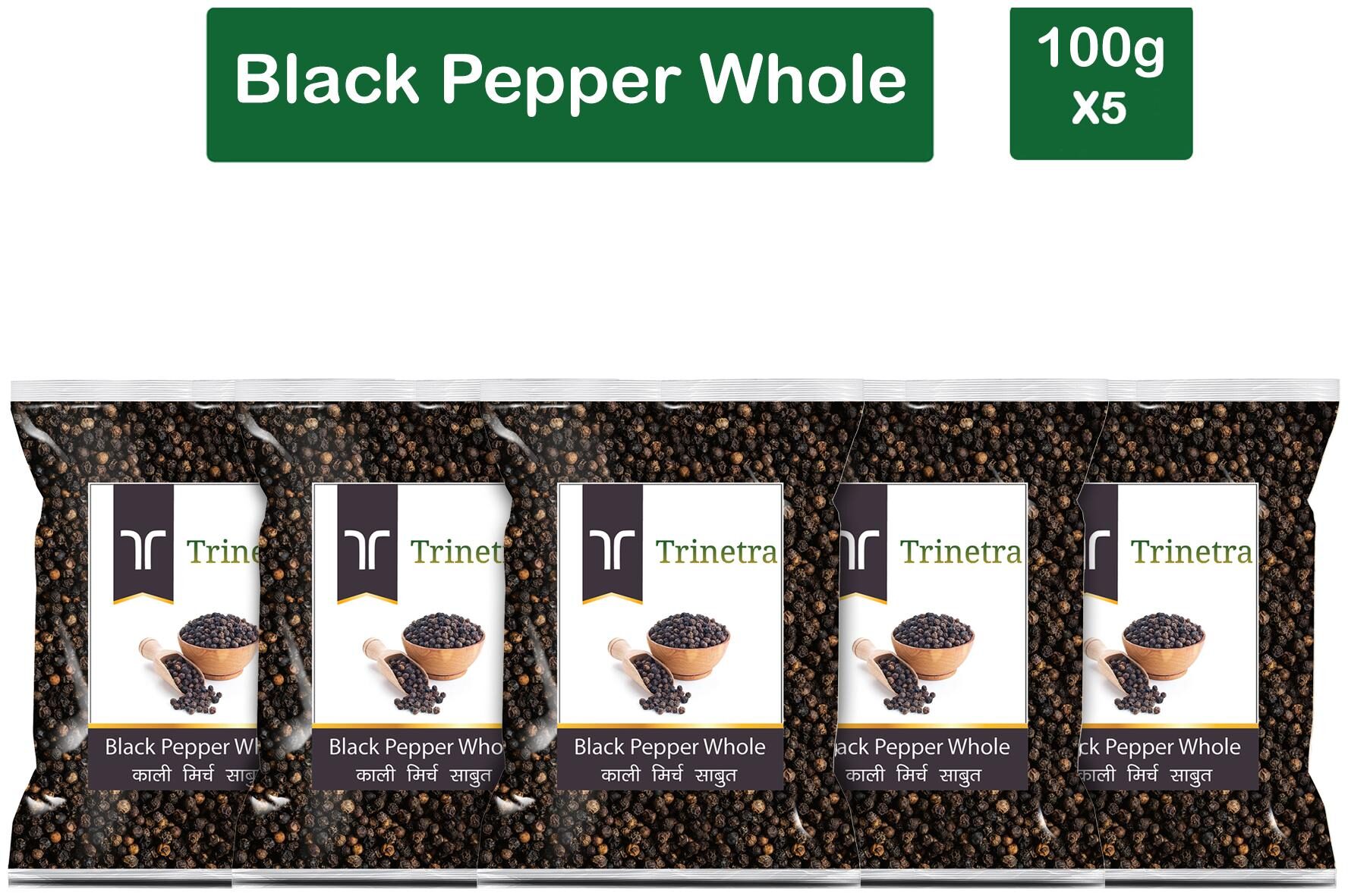 

Trinetra Best Quality Kali Mirch Sabut (Black Pepper)-100g (Pack Of 5)