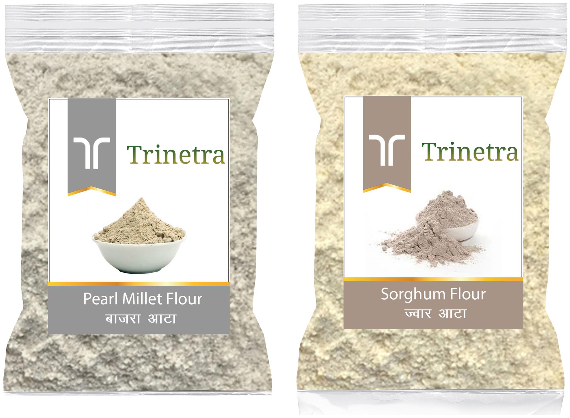 

Trinetra Best Quality Sorghum Jowar Atta Flour 1kg Bajra Pearl Millet Atta 1kg
