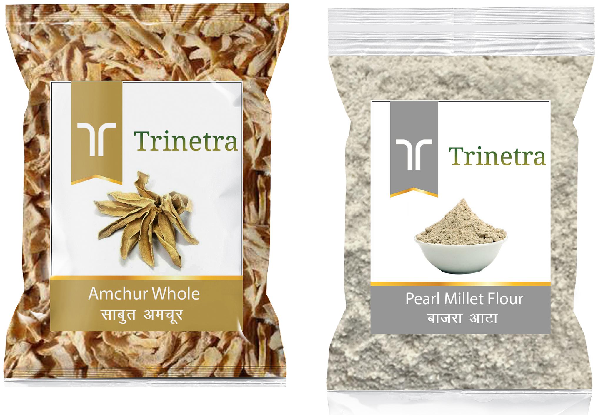

Trinetra Best Quality Amchur Sabut 100g Bajra Pearl Millet Atta 500g