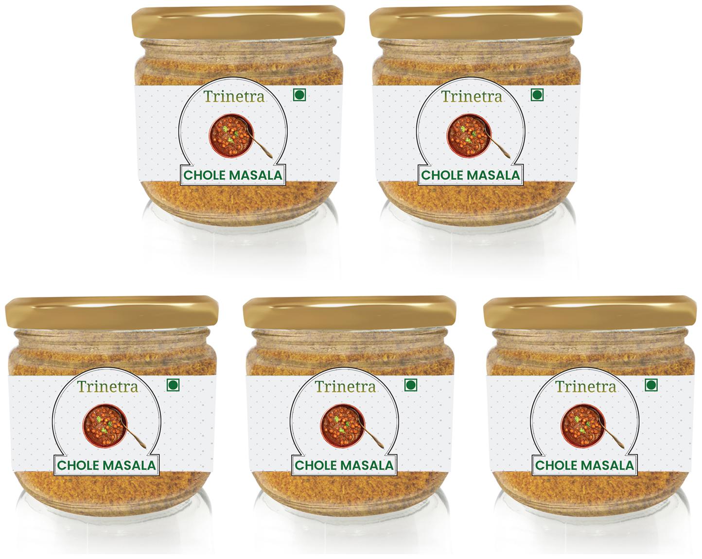 

Trinetra Best Quality Chole (Choley) Masala (Glass Jar Pack)-100g (Pack Of 5)