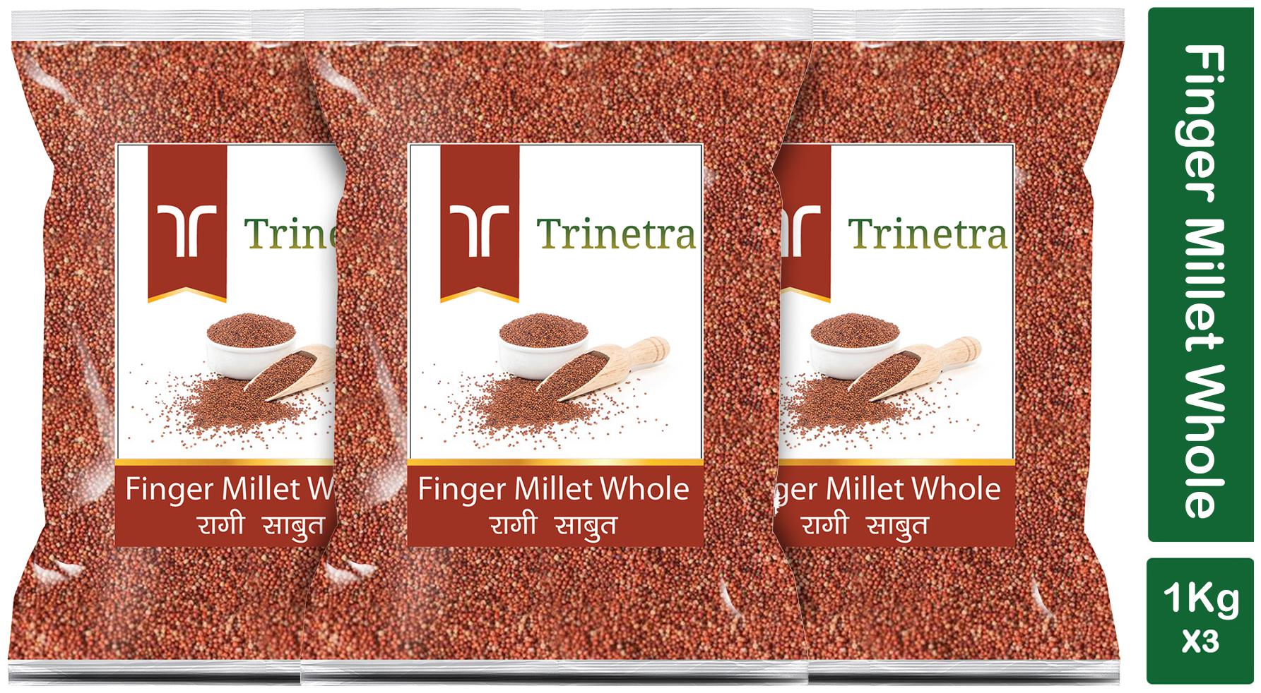 

Trinetra Best Quality Ragi Sabut (Finger Millet Whole Grain) 1 kg (Pack Of 3)