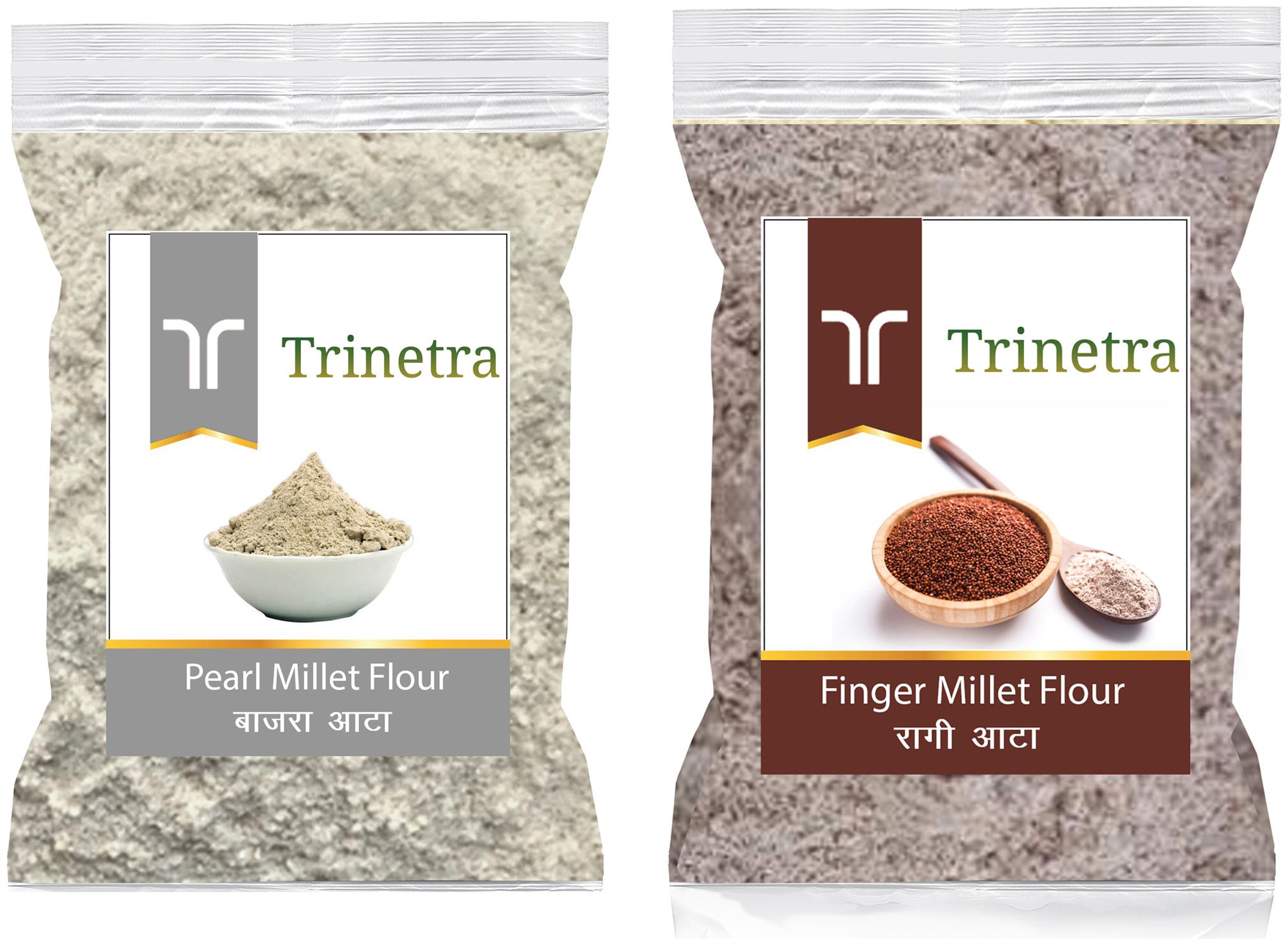 

Trinetra Best Quality Ragi Atta Flour 500g Bajra Pearl Millet Atta 500g