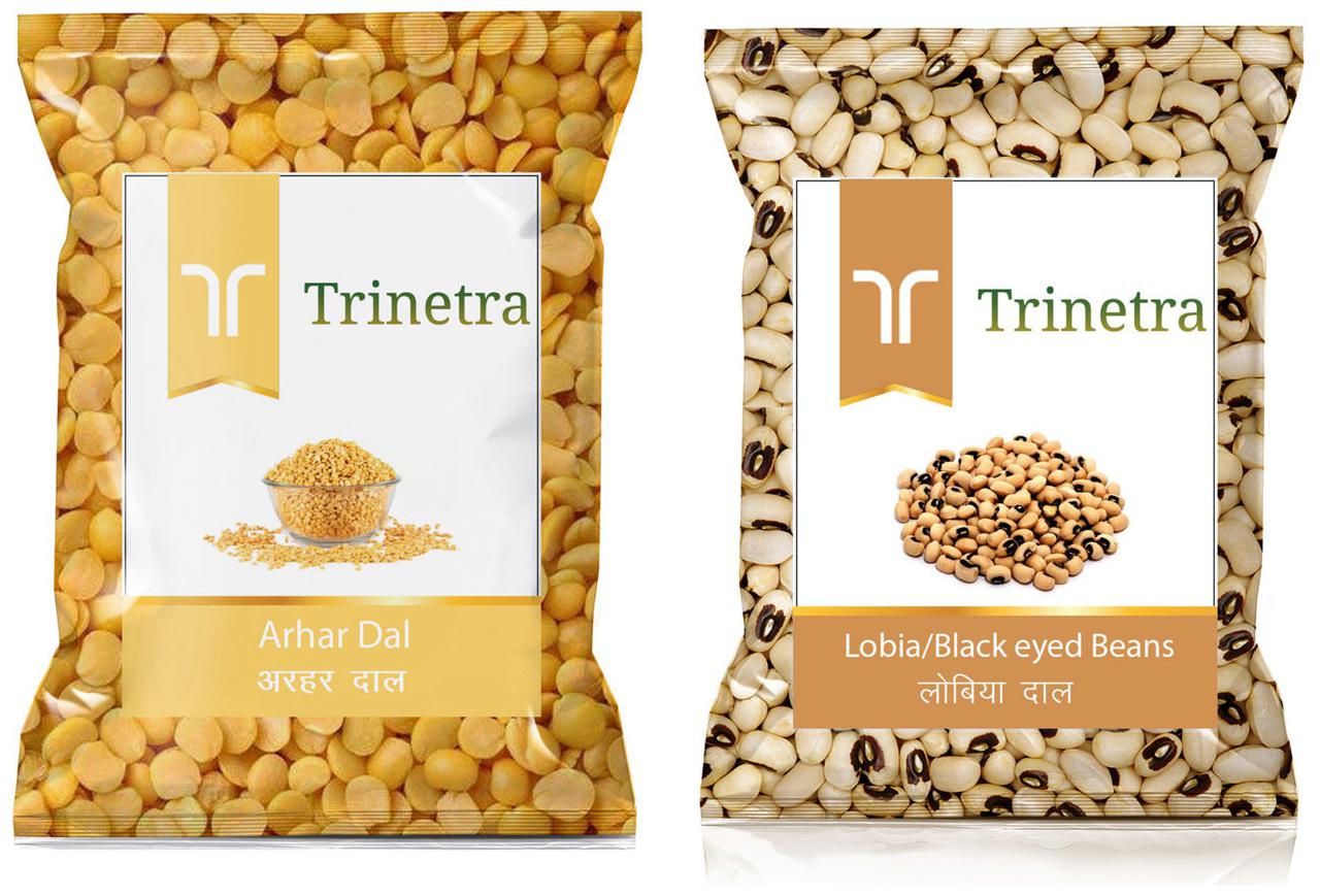 

Trinetra Best Quality Lobhiya Black Eye Peas 500g And Arhar Dal 1kg