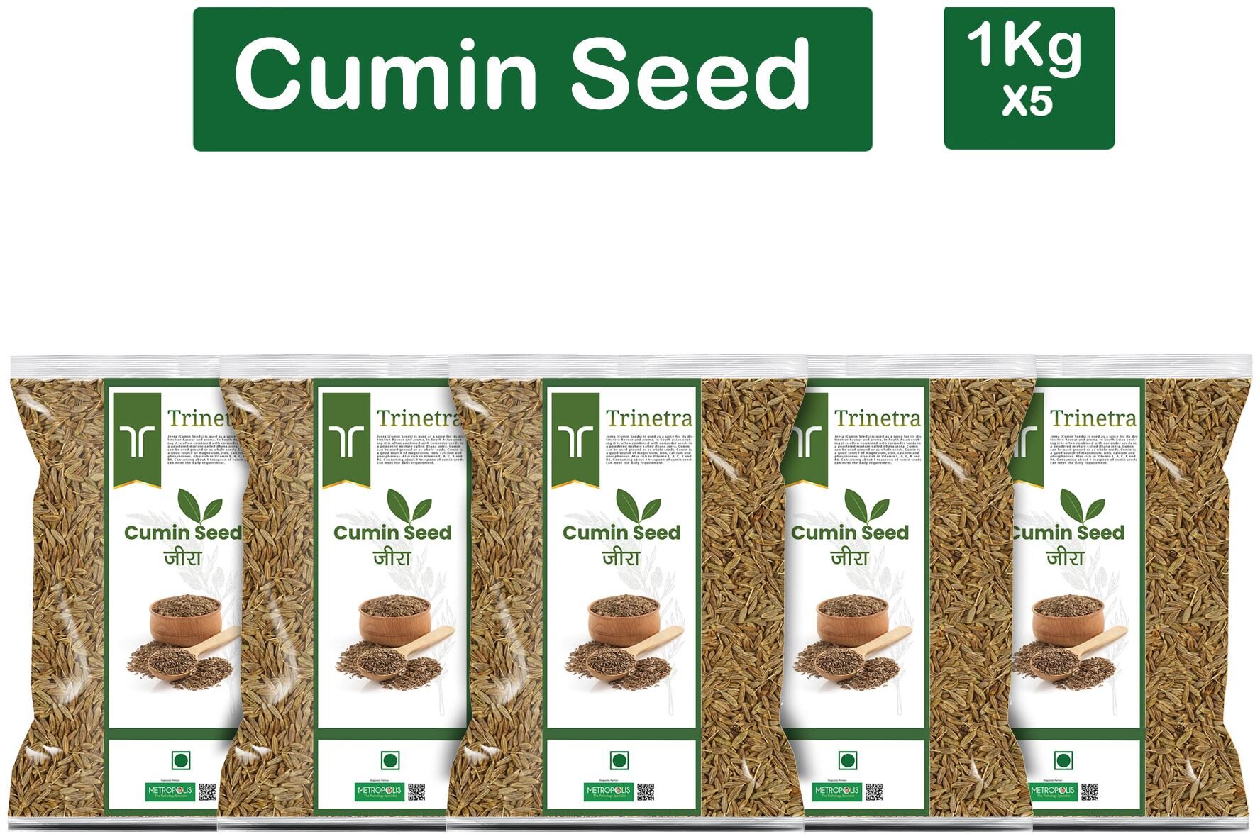 

Trinetra Best Quality Jeera (Cumin Seeds)-1Kg (Pack Of 5)