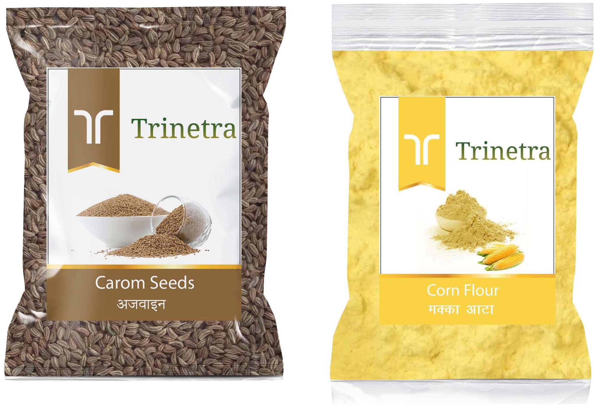 

Trinetra Best Quality Ajwain 100g And Corn Flour Makka Atta 500g