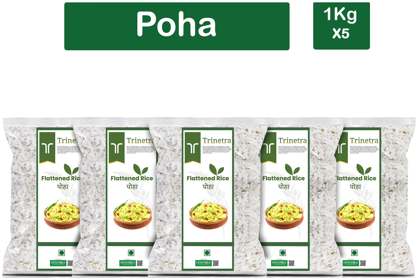 

Trinetra Best Quality Poha (Flattened Rice)-1Kg (Pack Of 5)