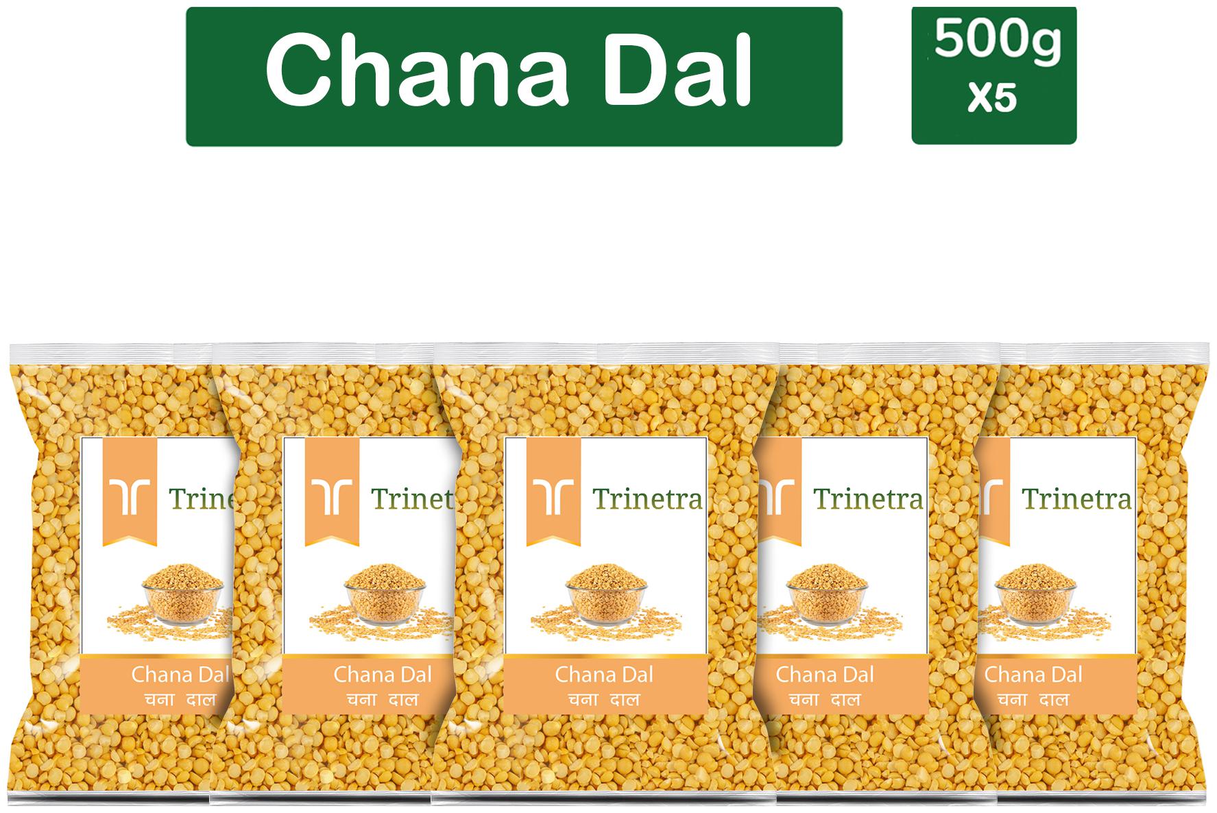 

Trinetra Best Quality Chana Dal Split (Brown Chickpeas Split)-500g (Pack Of 5)
