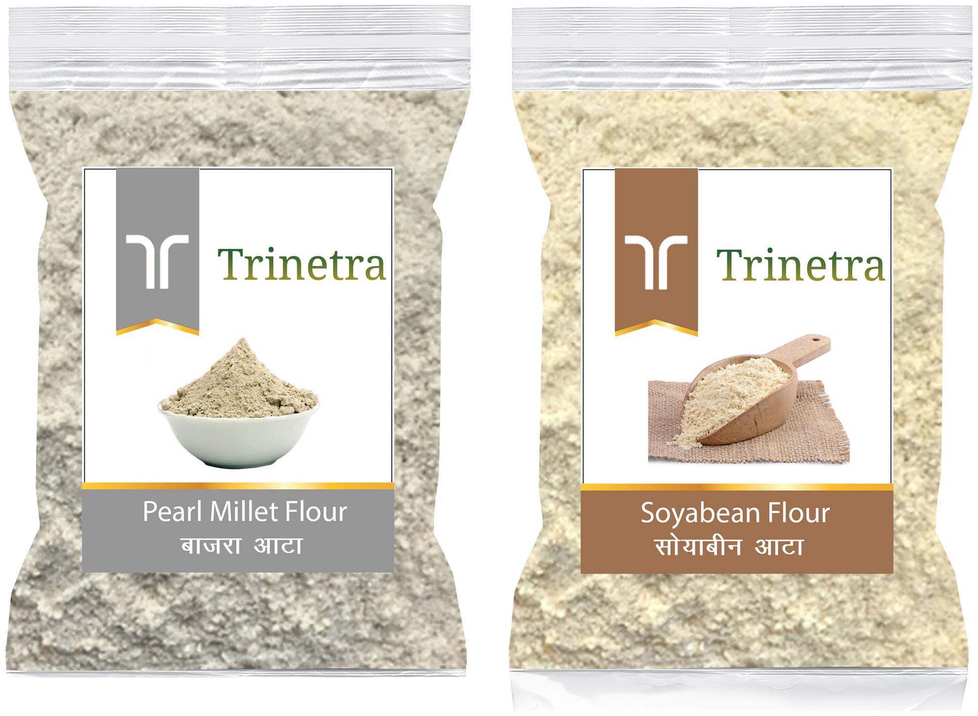 

Trinetra Best Quality Soya Bean Flour 500g Bajra Pearl Millet Atta 500g