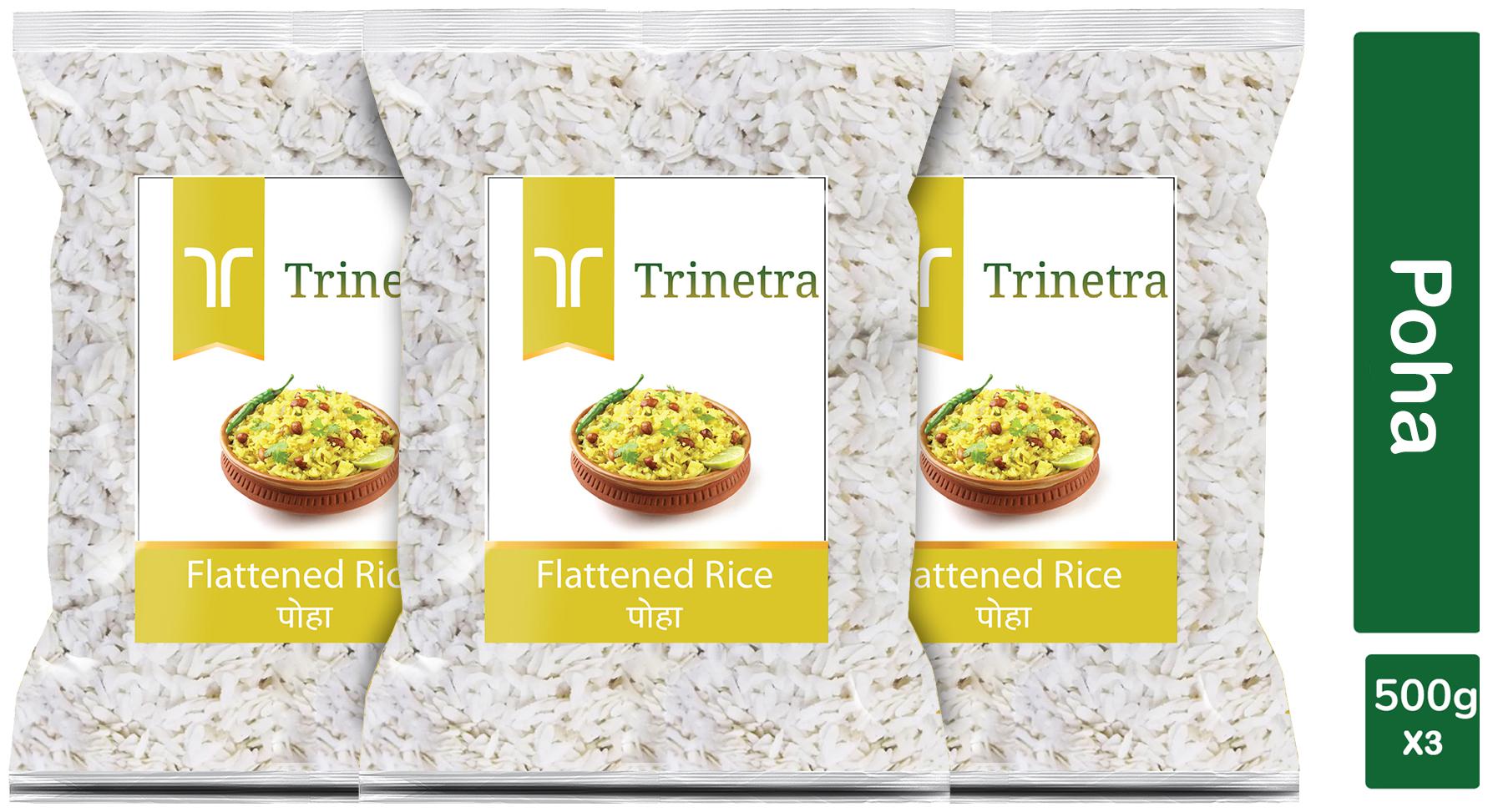 

Trinetra Best Quality Poha (Flattened Rice)-500g (Pack Of 3)