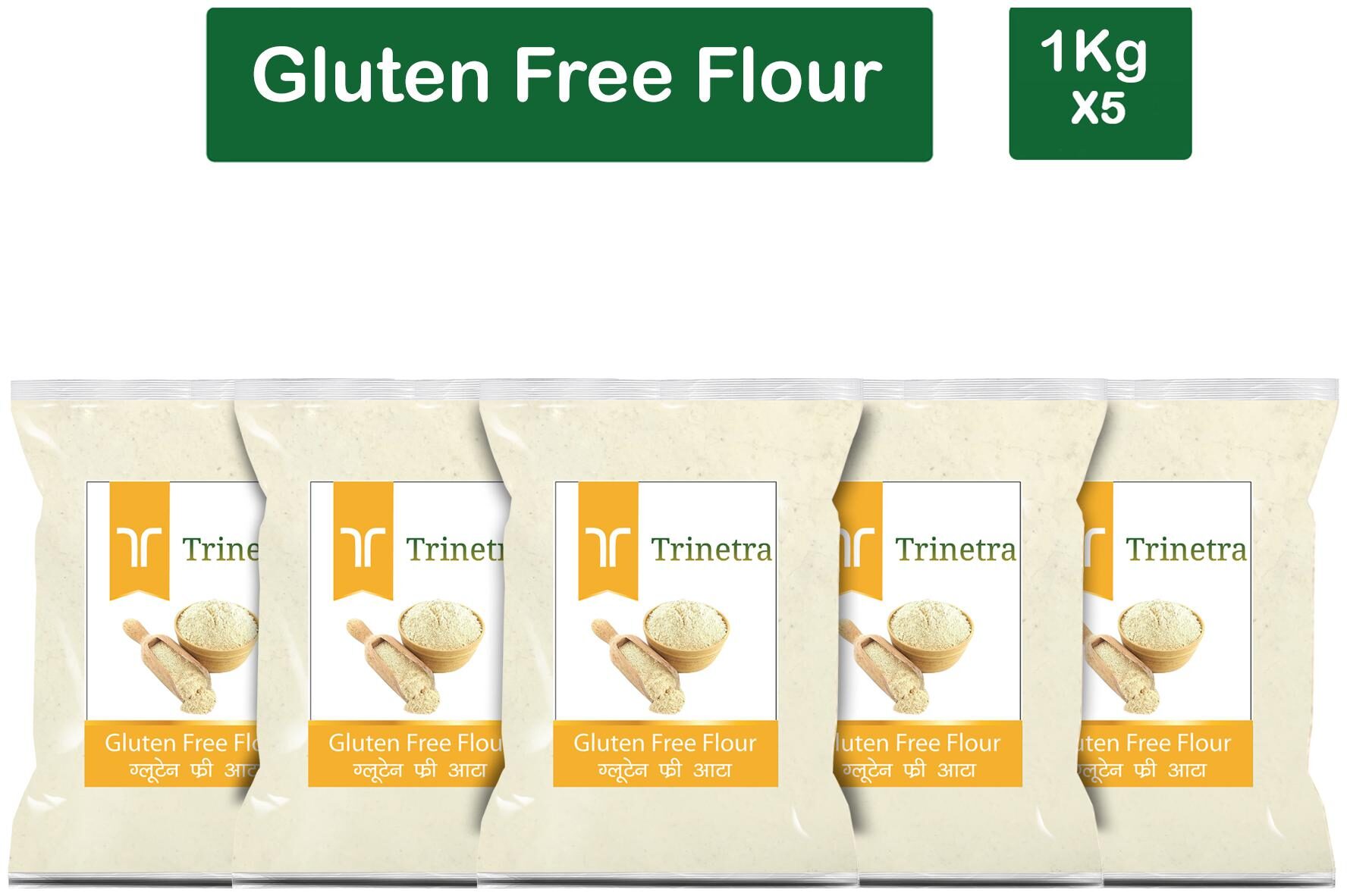 

Trinetra Best Quality Gluten Free Atta (Gluten Free Flour)-1kg (Pack Of 5)